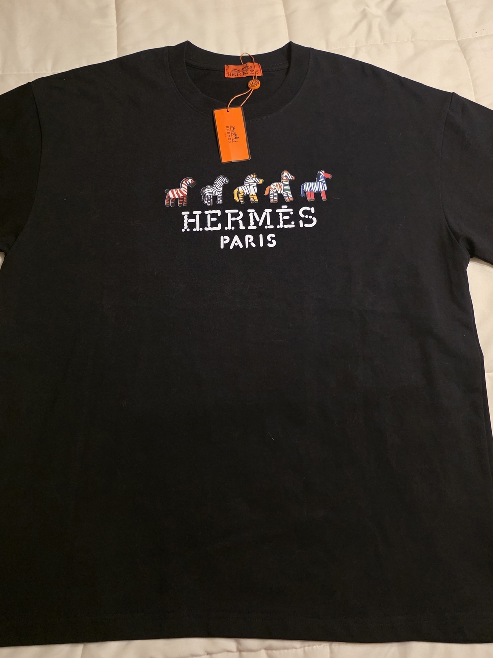 Hermes Paris Men’s Black Logo Graphic Tee